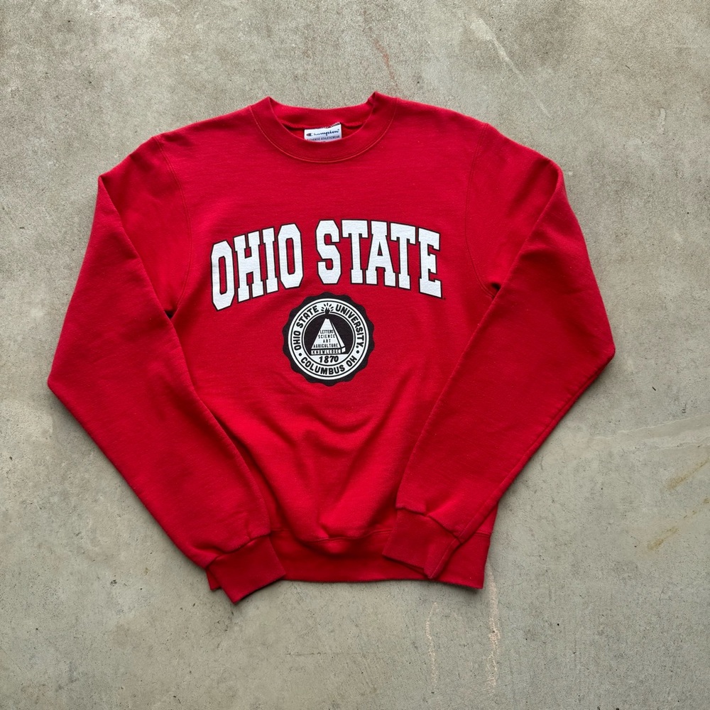 Vintage Champion Red Ohio State Crewneck Sweatshirt